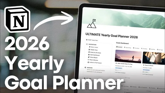 Ultimate Yearly Goal Planner for 2026! | Full Guide & Notion Template Tour thumbnail