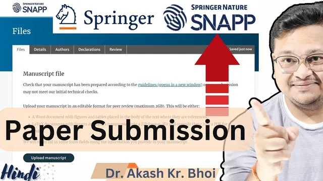 Paper Submission via Springer SNAPP || Submitting a manuscript to a Springer journal || Hindi thumbnail
