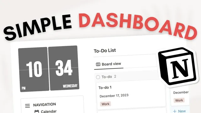 Create a SIMPLE personal dashboard with Notion ( + top 10 Tips) | Beginner Tutorial + Free Template thumbnail