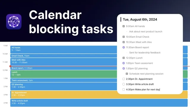 Calendar Time Blocking: a productivity method for your notes thumbnail