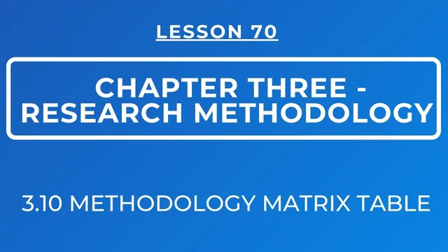 LESSON 70 -  RESEARCH METHODOLOGY || SECTION 3.10 || METHODOLOGY MATRIX TABLE thumbnail