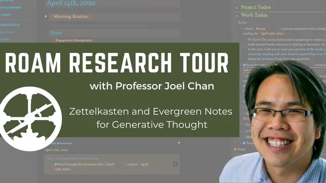 Roam Tour #1: Professor Joel Chan- Zettelkasten and Evergreen Notes for Generative Thought thumbnail