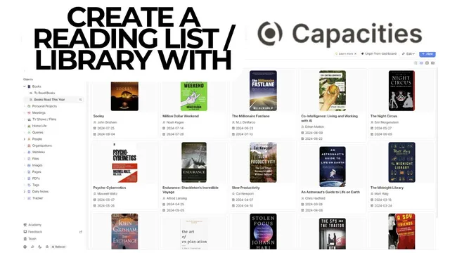 Capacities - Creating a Reading List / Book Library with Templates, Page Properties, Queries, AI thumbnail