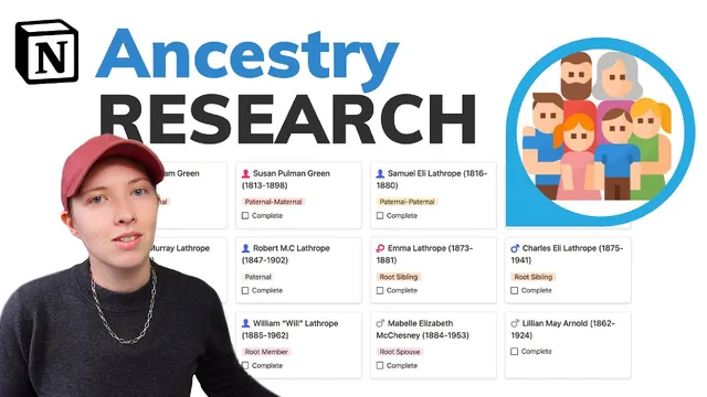 How I Use Notion: In depth family tree wiki & research workflow (Free Template) thumbnail