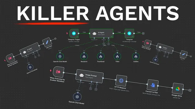 how to build a killer team of AI Agents (n8n masterclass) thumbnail