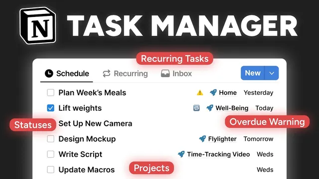 The Notion task manager you'll actually use (full build) thumbnail