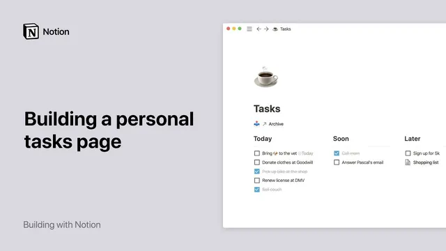 Build a personal tasks page in Notion thumbnail