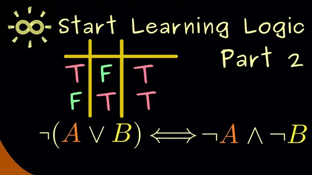 Start Learning Logic 2 | Disjunction, Tautology and Logical Equivalence [dark version] thumbnail