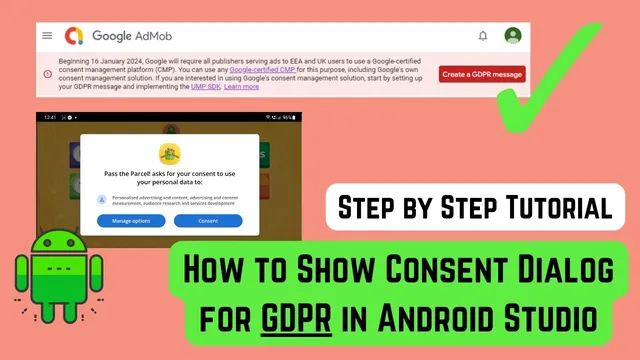 GDPR Message in Android Studio | GDPR Consent for Admob | Admob GDPR Consent | GDPR Compliance thumbnail