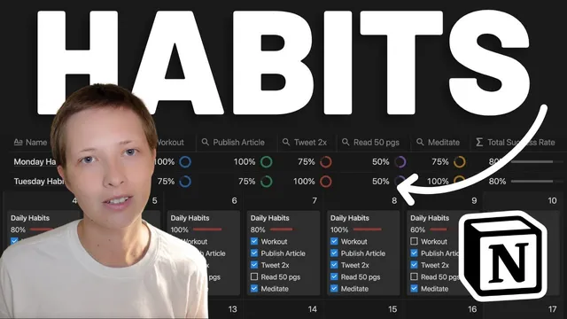Notion for Habits: How To Build A Habit Tracker In 2022 (free template) thumbnail
