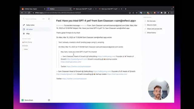 How to forward email threads into your Reflect notes thumbnail