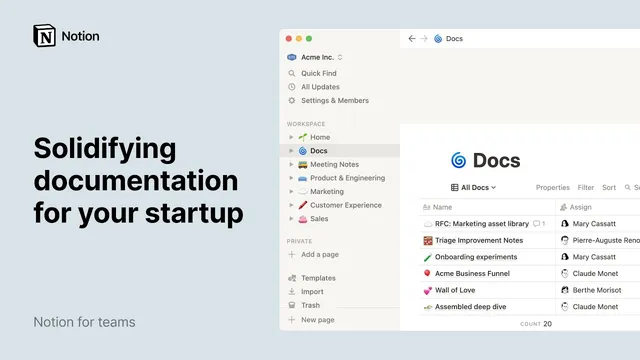 Solidifying documentation for your startup thumbnail