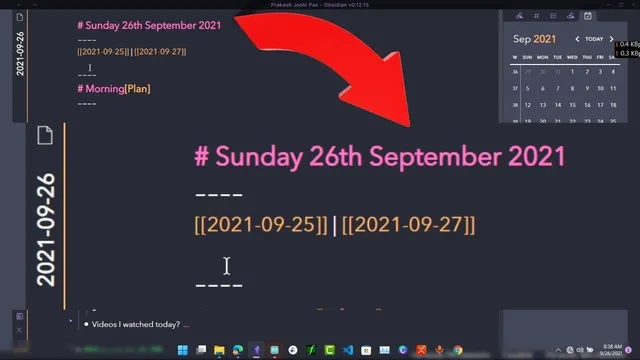 How to Create a Link To Previous and Next Day's Daily Note| Date Function on Obsidian(Templater) thumbnail
