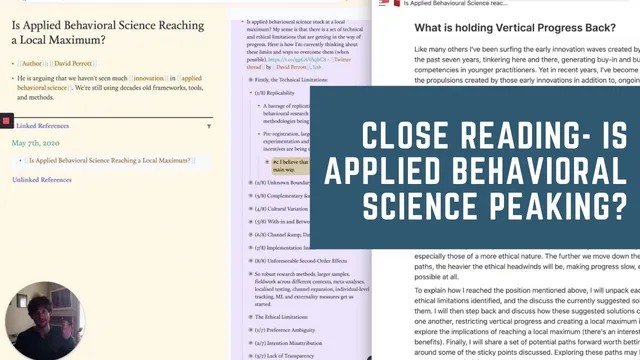 Close reading / commentary in Roam on "Is Applied Behavioural Science reaching a Local Maximum?" thumbnail