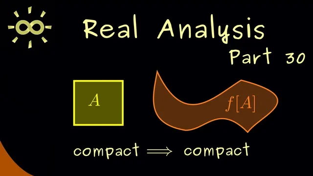 Real Analysis 30 | Continuous Images of Compact Sets are Compact [dark version] thumbnail
