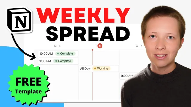 Notion for Productivity: My Favorite Weekly Spread (Free Template) thumbnail