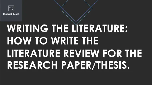 Writing the Literature: How to Write the Literature Review for the Research Paper/Thesis. thumbnail