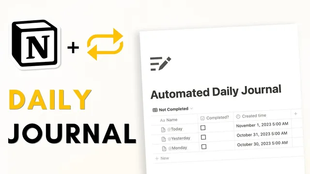 AUTOMATED Daily Journal in Notion (Easy Guide + Free Template) thumbnail