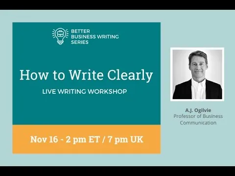 November's Better Business Writing Workshop: How to Write Clearly thumbnail
