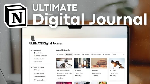 The BEST Digital Journal Notion Template? | Tutorial & Notion Template Tour thumbnail