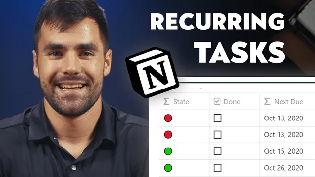 How to Create Recurring Tasks (Repeat Due Dates) in Notion thumbnail