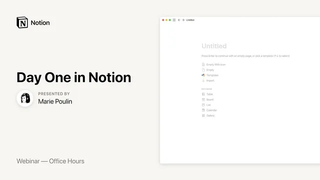 Notion Office Hours: Day One in Notion 👋 thumbnail