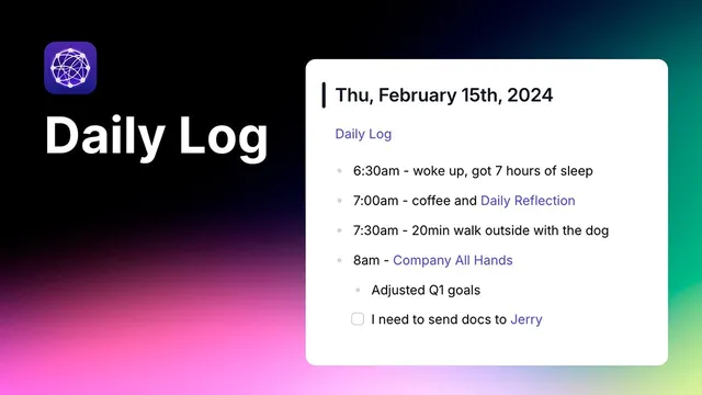 Keep a running log of your day (Daily Log) thumbnail