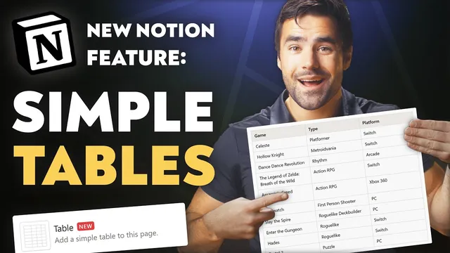 New Notion Feature - Simple Tables (FINALLY!) thumbnail