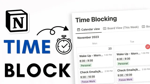 BEST Productive Time Blocking Setup for Notion | Step-by-step Tutorial + Free Template thumbnail