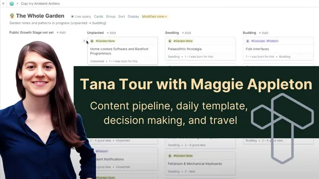 Tana Tour with Maggie Appleton: Content pipeline, daily template, decision making, and travel thumbnail