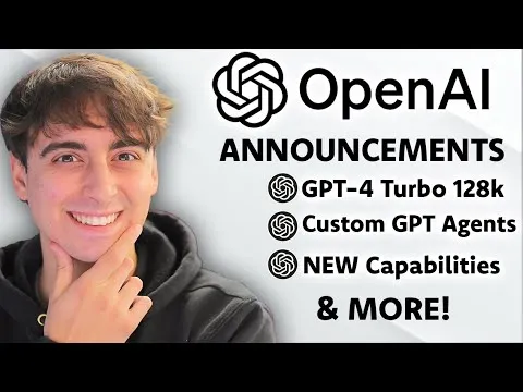 HUGE Open AI Announcements: GPT-4 Turbo, GPTs in ChatGPT, Assistants API, new modalities thumbnail